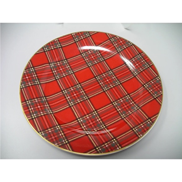 Pacific Rim red plaid salad plate 7 5/8” set of 2 Holiday Christmas China dishes - Picture 3 of 5